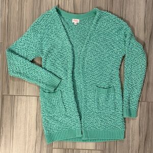 Pulse Teal Textured Open-Front Cardigan